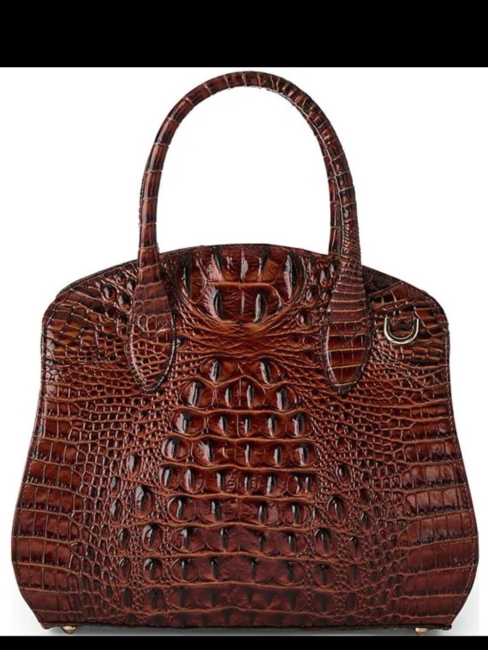 Brahmin Dark Brown Croc-Embossed Satchel - Picture 3 of 16